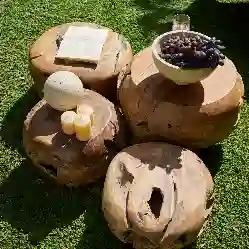 Resim KÜÇÜK GÖBEK TEAK TABURE - SEHPA