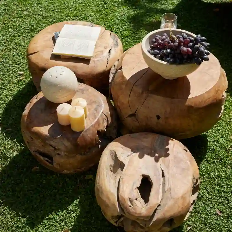 Resim BÜYÜK GÖBEK TEAK TABURE - SEHPA