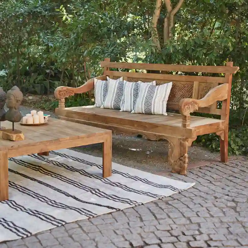 Resim LABİRENT EL OYMASI TEAK BANK